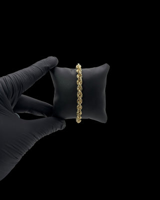 Bracelet maille torsadée sablé lisse 5mm 21cm Bijoux or 18K - TRANSAC'OR