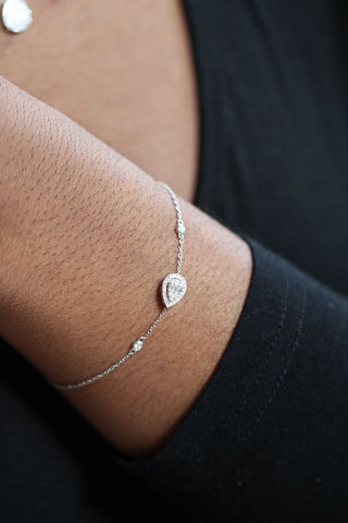 Bracelet poire diamant naturel 0.19 carats or blanc 18K Bijoux or 18K - TRANSAC'OR