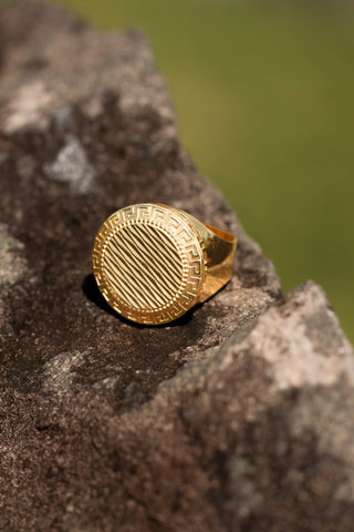 Chevalière ronde ciselé 22mm Bijoux or 18K - TRANSAC'OR