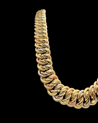 Collier maille américaine Graziella 3 ors 26mm 70cm Bijoux or 18K - TRANSAC'OR