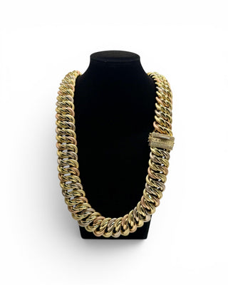 Collier maille américaine Graziella 3 ors 26mm 70cm Bijoux or 18K - TRANSAC'OR