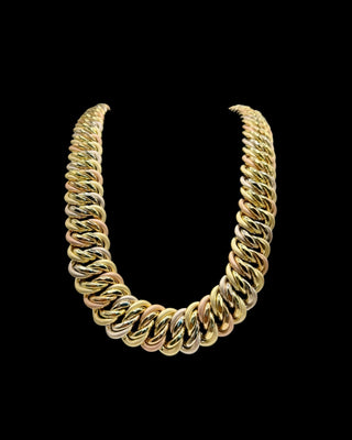 Collier maille américaine Graziella 3 ors 26mm 70cm Bijoux or 18K - TRANSAC'OR