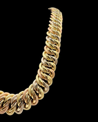 Collier maille américaine Graziella 3 ors 26mm 70cm Bijoux or 18K - TRANSAC'OR