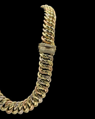 Collier maille américaine Graziella 3 ors 26mm 70cm Bijoux or 18K - TRANSAC'OR