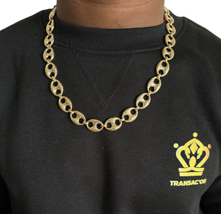 Collier maille café martelés 16mm 60cm Bijoux or 18K - TRANSAC'OR