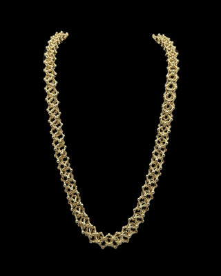 Collier maille cyclone sablé et lisse 12mm 70cm Bijoux or 18K - TRANSAC'OR