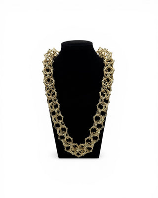 Collier maille cyclone sablé & lisse 22mm 90cm Bijoux or 18K - TRANSAC'OR