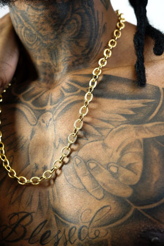 Collier maille forçat sablé & lisse 8mm 60cm Bijoux or 18K - TRANSAC'OR