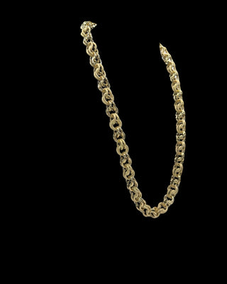 Collier maille gros sirop sablé et lisse 12mm 60cm Bijoux or 18K - TRANSAC'OR