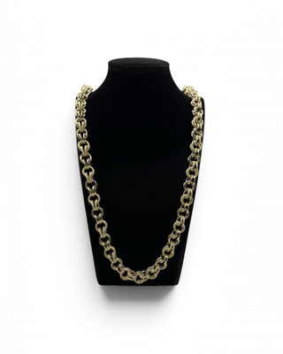 Collier maille gros sirop sablé et lisse 12mm 80cm Bijoux or 18K - TRANSAC'OR