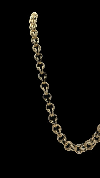 Collier maille gros sirop sablé et lisse 12mm 80cm Bijoux or 18K - TRANSAC'OR