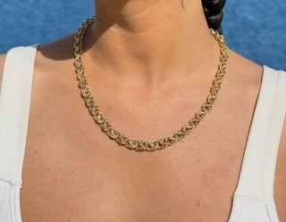 Collier maille gros sirop sablé et lisse 8mm 50cm Bijoux or 18K - TRANSAC'OR