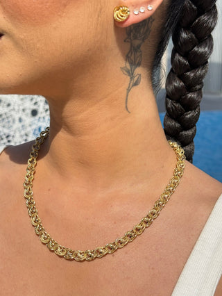 Collier maille gros sirop sablé et lisse 8mm 50cm Bijoux or 18K - TRANSAC'OR