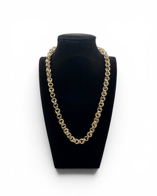 Collier maille gros sirop sablé et lisse 8mm 50cm Bijoux or 18K - TRANSAC'OR