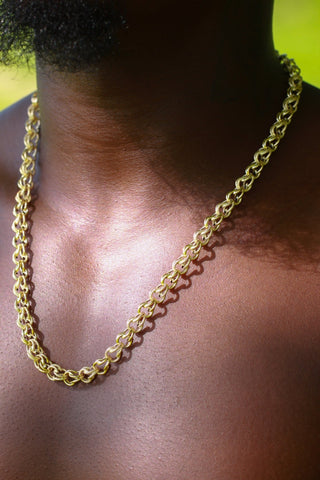 Collier maille gros sirop sablé et lisse 8MM 60CM Bijoux or 18K - TRANSAC'OR