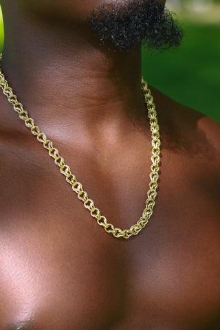 Collier maille gros sirop sablé et lisse 8MM 60CM Bijoux or 18K - TRANSAC'OR