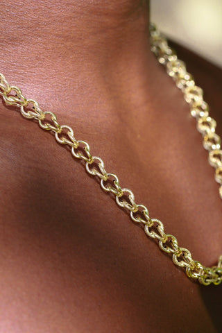 Collier maille gros sirop sablé et lisse 8MM 60CM Bijoux or 18K - TRANSAC'OR