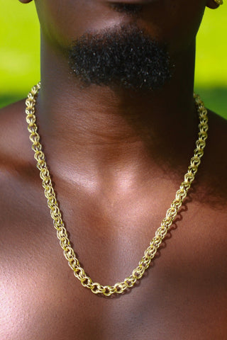 Collier maille gros sirop sablé et lisse 8MM 60CM Bijoux or 18K - TRANSAC'OR