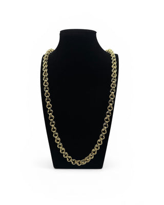 Collier maille gros sirop sablé et lisse 8MM 70CM Bijoux or 18K - TRANSAC'OR