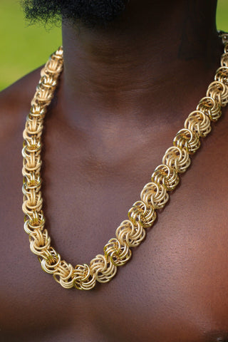 Collier maille macaron sablé et lisse 24mm 70cm Bijoux or 18K - TRANSAC'OR