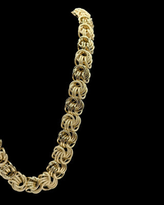 Collier maille macaron sablé et lisse 24mm 70cm Bijoux or 18K - TRANSAC'OR
