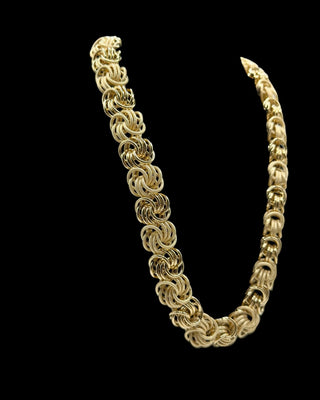Collier maille macaron sablé et lisse 24mm 70cm Bijoux or 18K - TRANSAC'OR