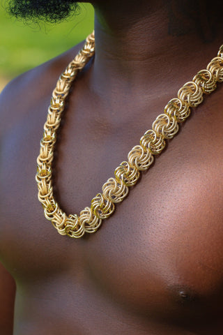 Collier maille macaron sablé et lisse 24mm 70cm Bijoux or 18K - TRANSAC'OR
