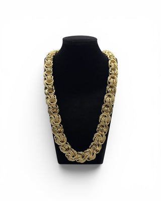 Collier maille macaron sablé et lisse 24mm 70cm Bijoux or 18K - TRANSAC'OR