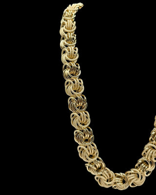 Collier maille macaron sablé et lisse 24mm 70cm Bijoux or 18K - TRANSAC'OR