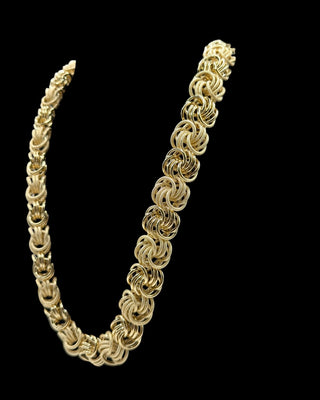 Collier maille macaron sablé et lisse 24mm 70cm Bijoux or 18K - TRANSAC'OR