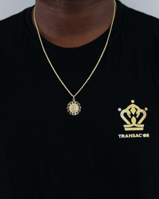 Collier maille torsadée 2.1mm 60cm + pendentif vierge miraculeuse Bijoux or 18K - TRANSAC'OR