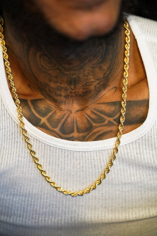 Collier maille torsadée sablé et lisse 4.5mm 60cm Bijoux or 18K - TRANSAC'OR