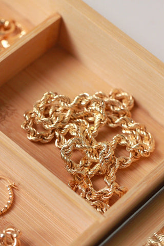 Collier maille torsadée sablé et lisse 5.5mm 70cm Bijoux or 18K - TRANSAC'OR