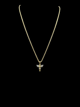 Collier torsadée 2mm 60cm et pendentif séraphin Bijoux or 18K - TRANSAC'OR