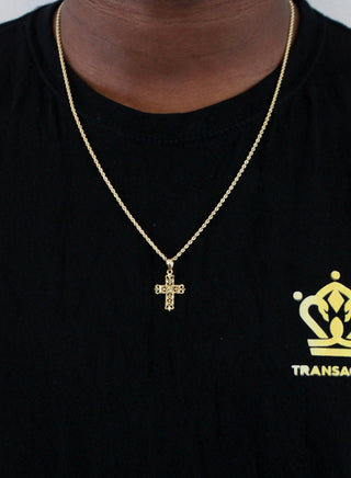 Collier torsadée 60cm croix filigrane Bijoux or 18K - TRANSAC'OR