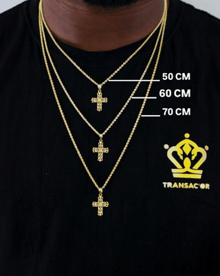 Collier torsadée 60cm croix filigrane Bijoux or 18K - TRANSAC'OR