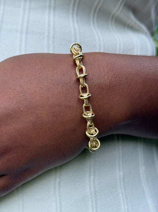 Double forçat rondelle sablé et lisse 6mm 19.5cm Bijoux or 18K - TRANSAC'OR