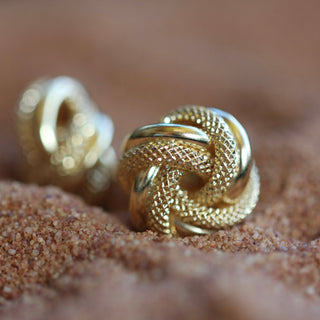Nœuds sablé et lisse 12mm Bijoux or 18K - TRANSAC'OR